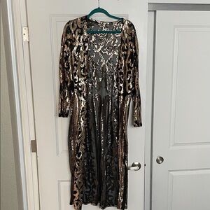 Chic Black and Gold Long Sleeve Jacket